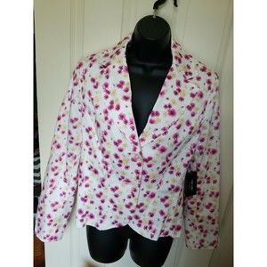 Nicole By Nicole Miller Ivory Fitted Floral Jacket/Blazer A37374P Size 8 NWT